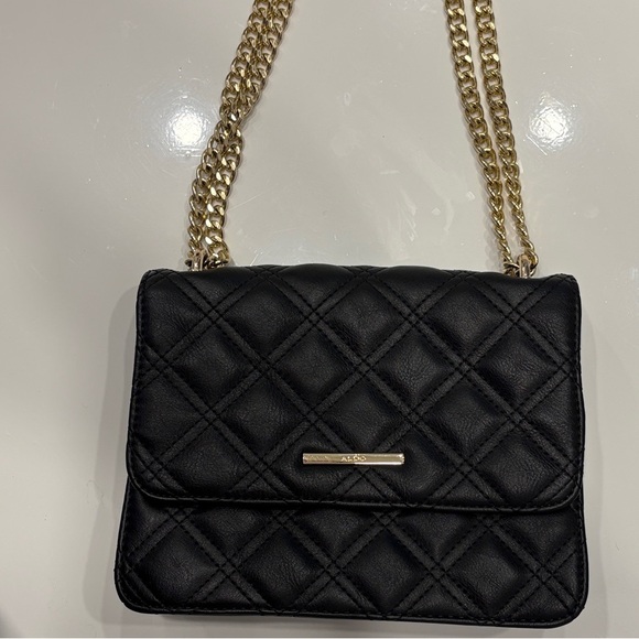 Aldo Handbags - Aldo Black Quilted Crossbody Bag with Gold Chain